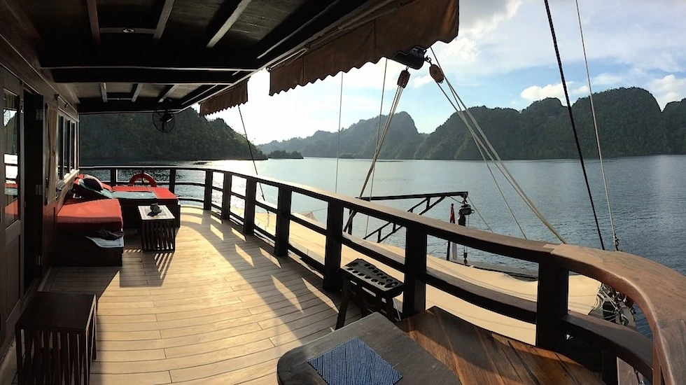 View from a cabin balcony aboard Waow 2.