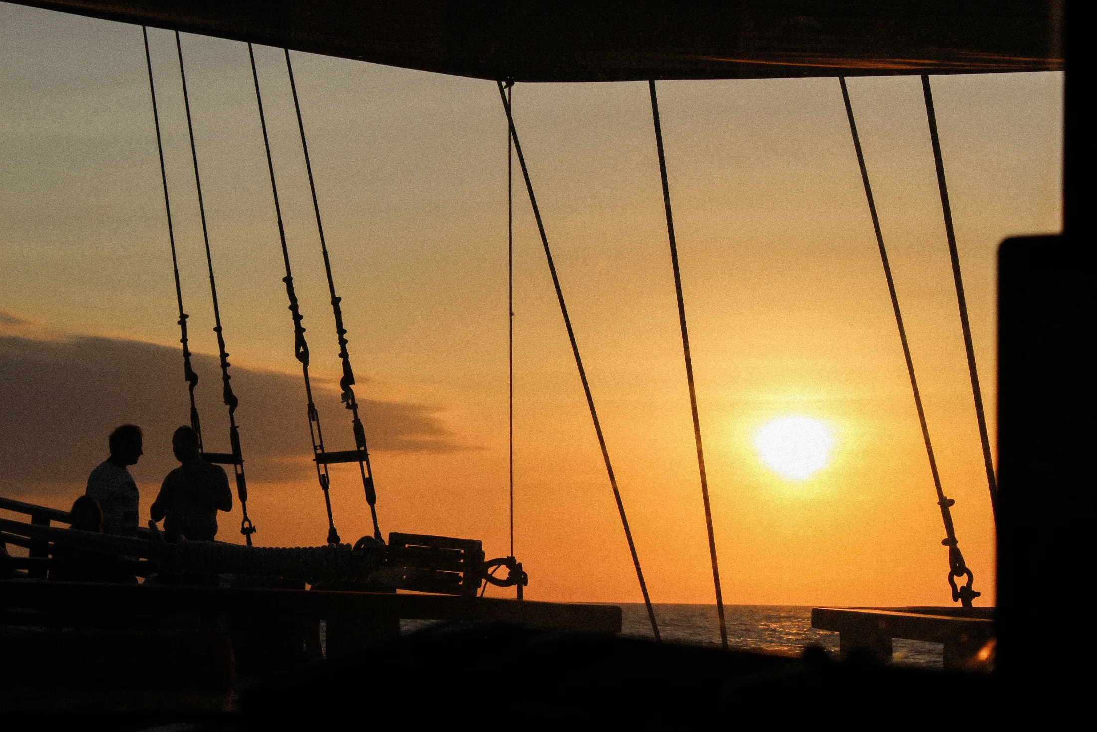 A view along Waow 2's deck.