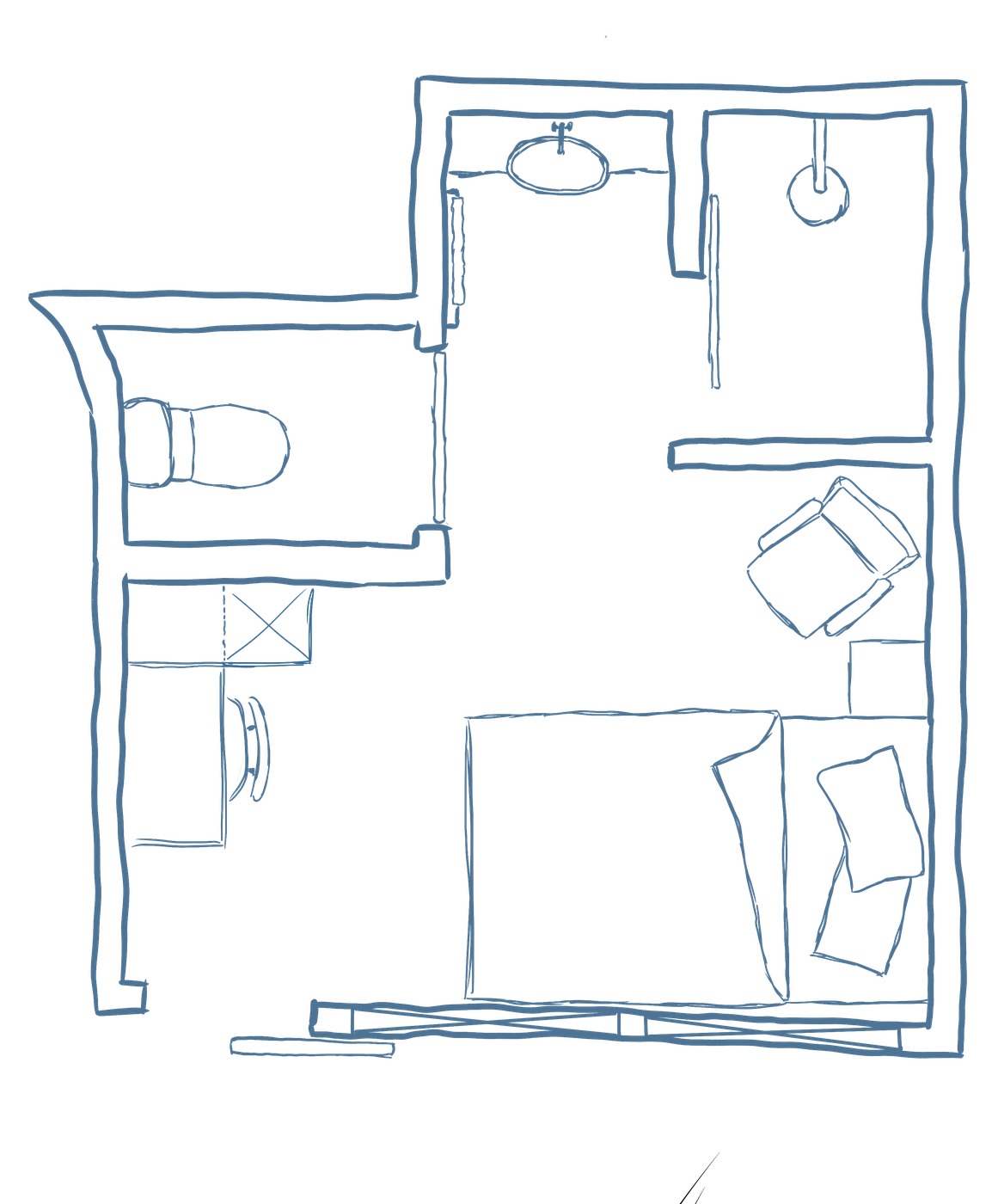 Floor plan of a Single Cabin aboard Waow 2.