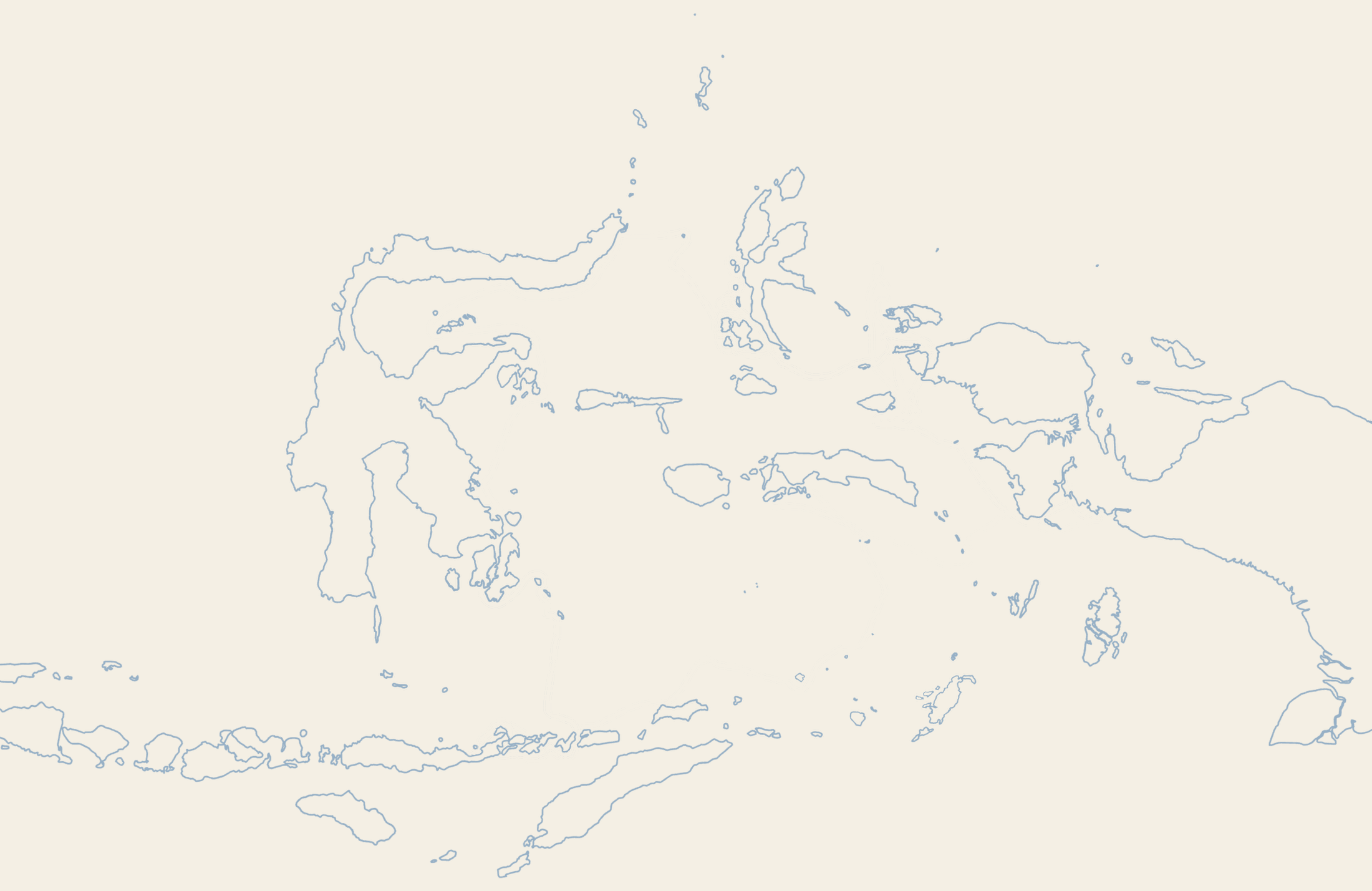 Map of the Indonesian archipelago, with Sulawesi, the Moluccas, Papua, the Banda Sea and the Sunda Islands.